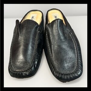 Women's Melluso Black Leather Slide on shoes size US 6.5 -7 Mule Slipper Shoe